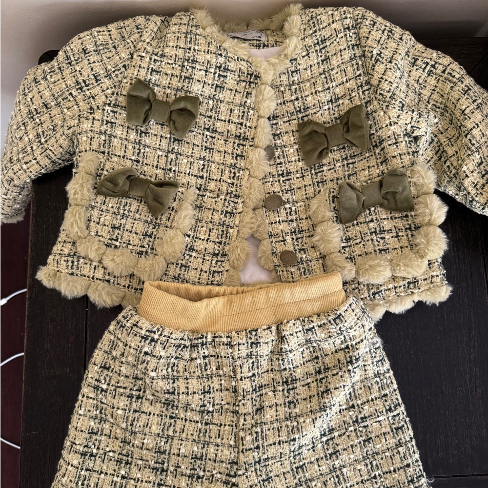 Mint Green Tweed Short and Jacket set